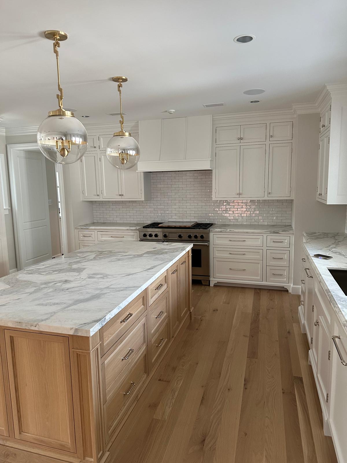 Custom Kitchen Island & Calacatta Marble